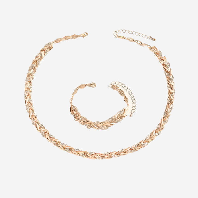 Luxury Leaf Diamond Bracelet Necklace