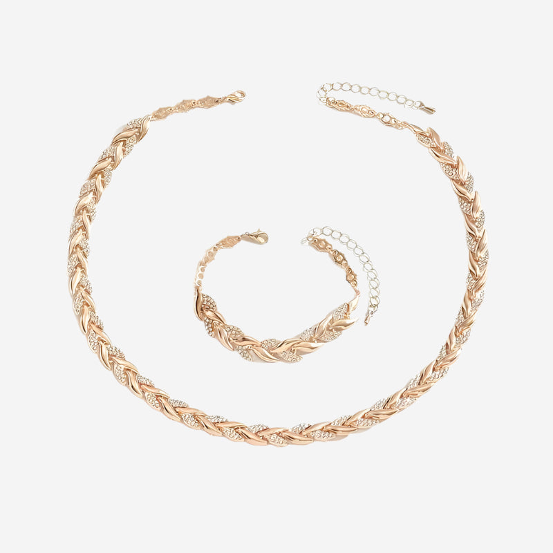 Luxury Leaf Diamond Bracelet Necklace