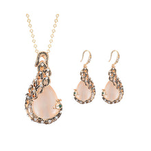 Jewelry Peacock Gem Necklace Earrings